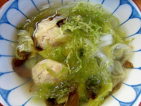 白菜葱と昆布のつみれ汁